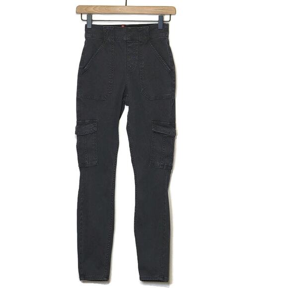 Spanx Cargo Stretch Twill Ankle Mid Rise Slim Fitting Black Skinny Pant Size XS - Picture 2 of 16